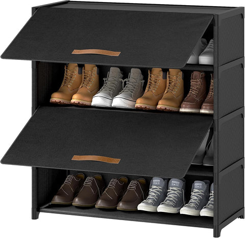 5 Tier Shoe Cabinet with Door, 20-Pair Storage, Grey
