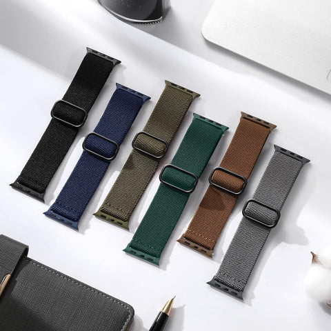 Maledan 10-Pack Stretchy Nylon Solo Loop for Apple Watch Bands Women Men