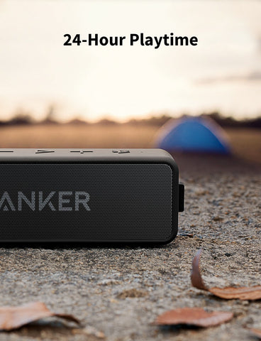 Anker Soundcore 2 Portable Bluetooth Speaker with IPX7 Waterproof, 24-Hour Playtime, Wireless Stereo Pairing, 12W Stereo Sound, Bluetooth 5, Bassup, Speaker for Home, Shower, Outdoors, Travel