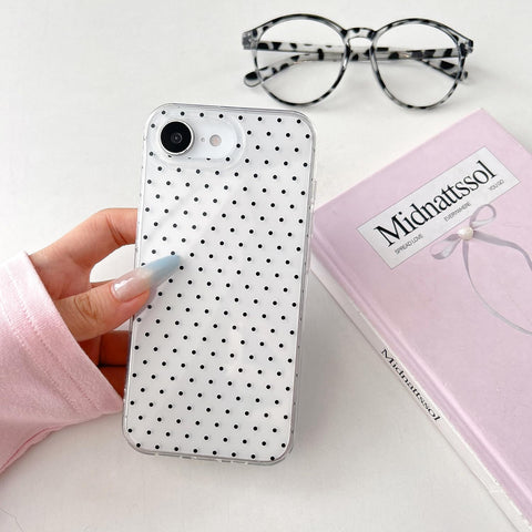 QLTYPRI Cute Polka Dot Phone Case for iPhone SE 3rd/2nd/8/7, Clear|Black