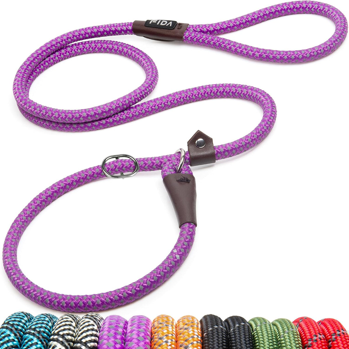 Fida Durable Slip Lead Dog Leash, 6 FT x 1/2" Dog Training Leash, Purple