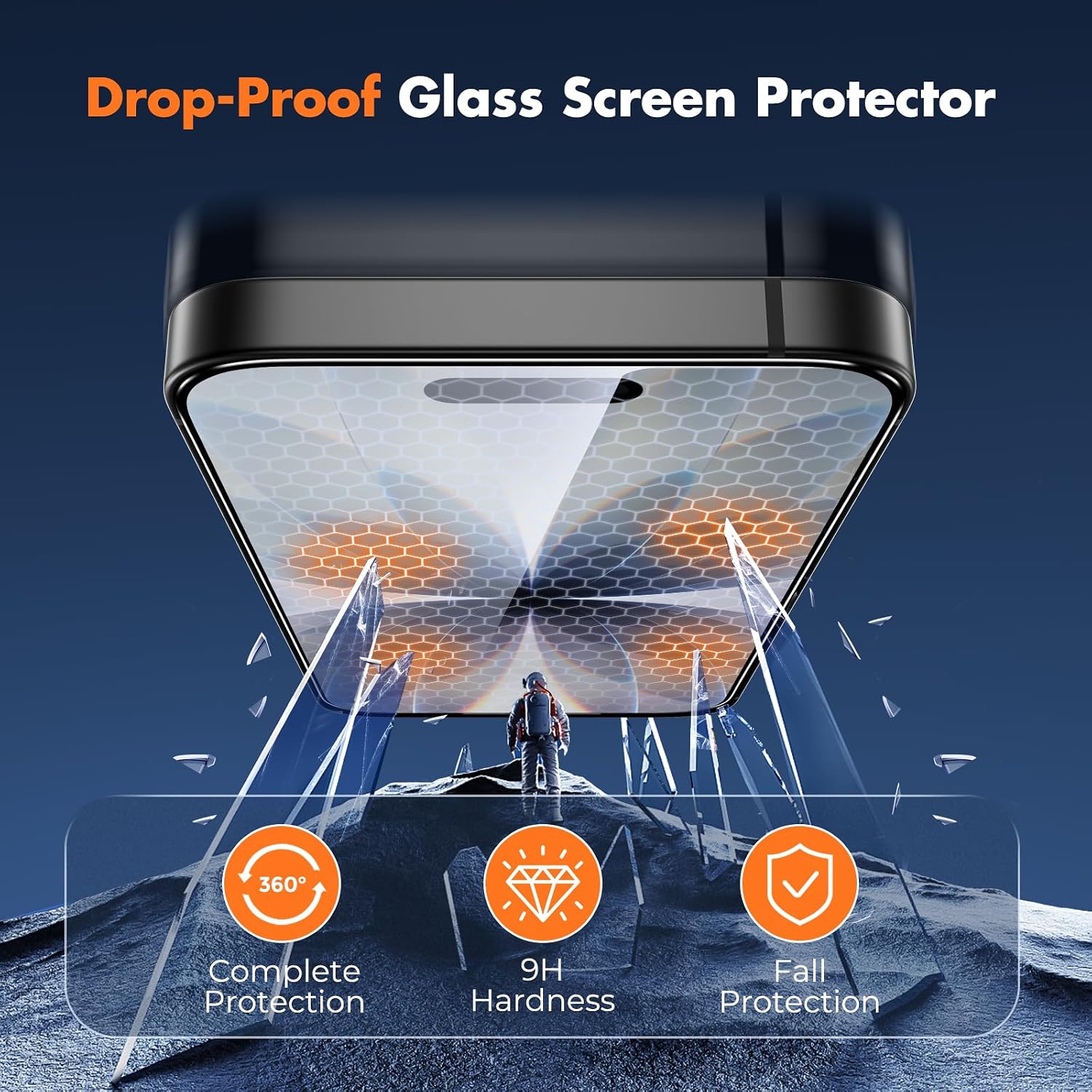 UNBREAKcable for iPhone 17 Screen Protector, 3-Pack Full Coverage Tempered Glass Screen [Military Grade Shatterproof] [9H Hardness] [Bubble Free] [Easy Installation] [99.99% HD Clear] for iPhone 17