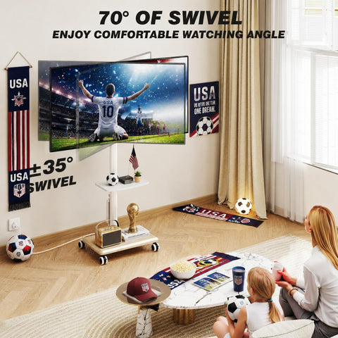 5Rcom Rolling TV Stand with Power Outlet for 32-60 inch TVs