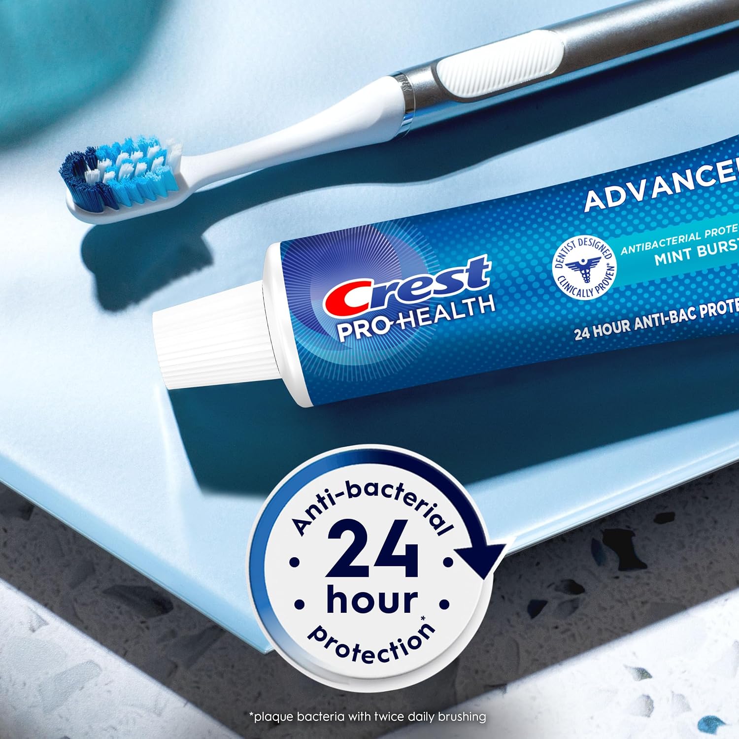 Crest Pro-Health Advanced Antibacterial Protection Toothpaste,5 oz 4 Pack, Teeth Whitening for adults, Breath Freshener, for Sensitive Teeth, Gum Health, Gingivitis toothpaste, Travel Size Toiletries