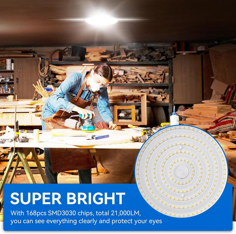 4 Pack UFO LED High Bay Light 150W, 21000lm, 5000K, Plug&Play, ETL