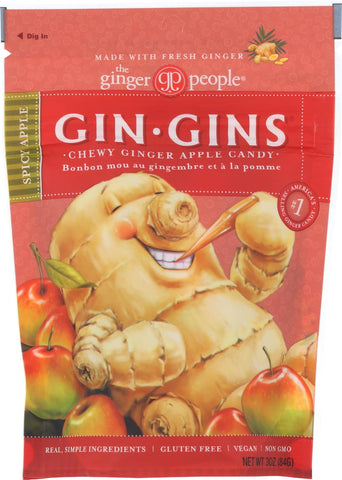The Ginger People, Candy Ginger Chewy Gin Gins Apple Spicy, 3 Ounce