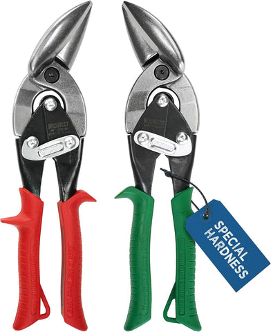 MIDWEST Special Hardness Aviation Snips, Left & Right Cut Offset