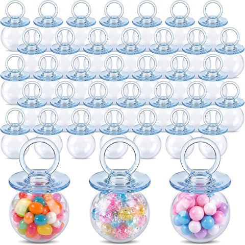 Nuenen 36 Pcs Baby Shower Favors, Mini Pacifier Candy Bottles 3.15", Blue