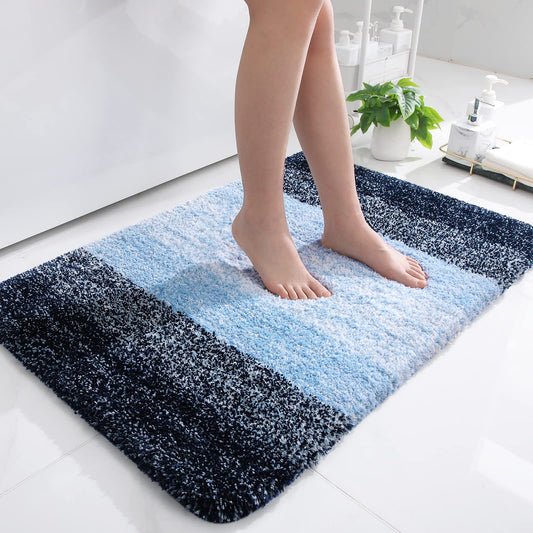 OLANLY Bathroom Rug Mat 36x24, Extra Soft and Absorbent Microfiber Bath Rugs, Non-Slip Plush Shaggy Bath Carpet, Machine Wash Dry, Bath Mats for Bathroom Floor, Tub and Shower, Navy