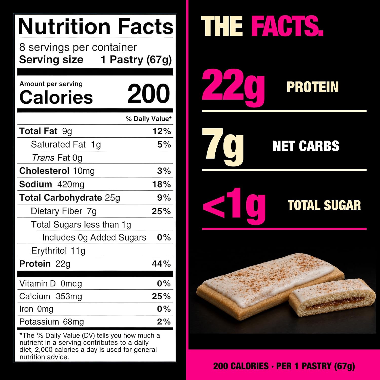 Legendary Foods Frosted Cinnamon Protein Pastry, 22g Protein, 8 Count
