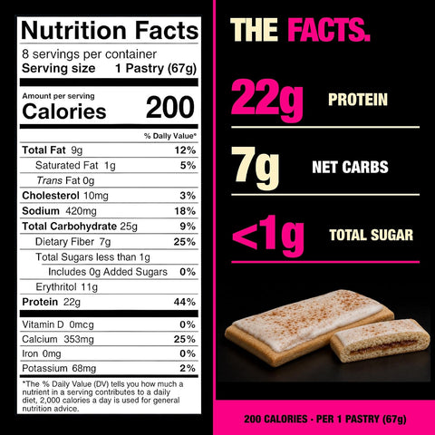 Legendary Foods Frosted Cinnamon Protein Pastry, 22g Protein, 8 Count