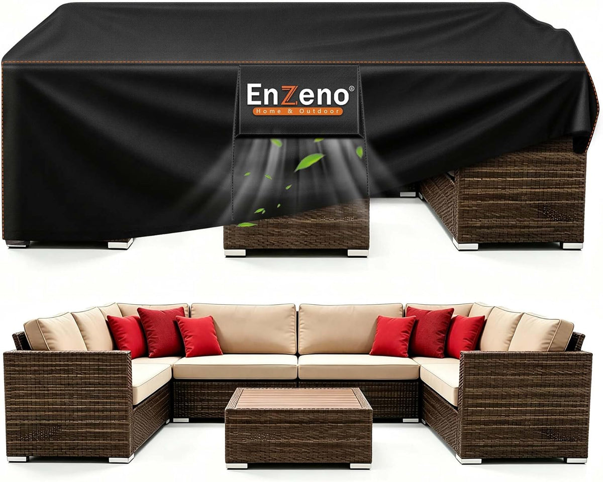 Enzeno Patio Furniture Cover Outdoor Waterproof 120" L x 90" W x 35" H