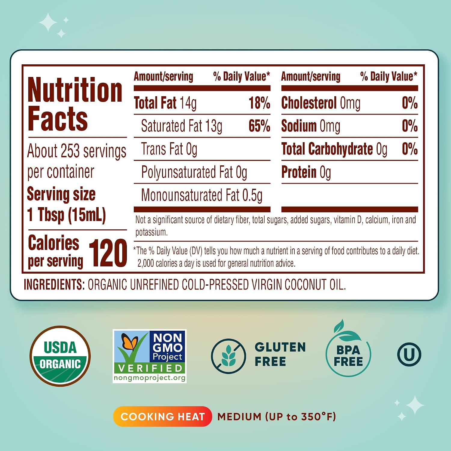 Nutiva Organic Cold-Pressed Virgin Coconut Oil, 1 Gallon, USDA Organic, Non-GMO, Whole 30 Approved, Vegan, Keto, Fresh Flavor and Aroma for Cooking & Healthy Skin and Hair