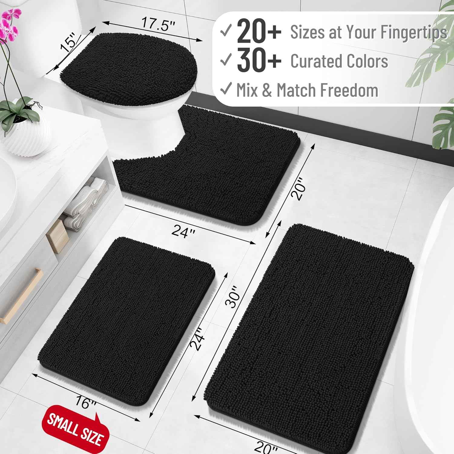OLANLY Small Bathroom Rugs 30x18, Extra Soft Absorbent Chenille Bath Rugs