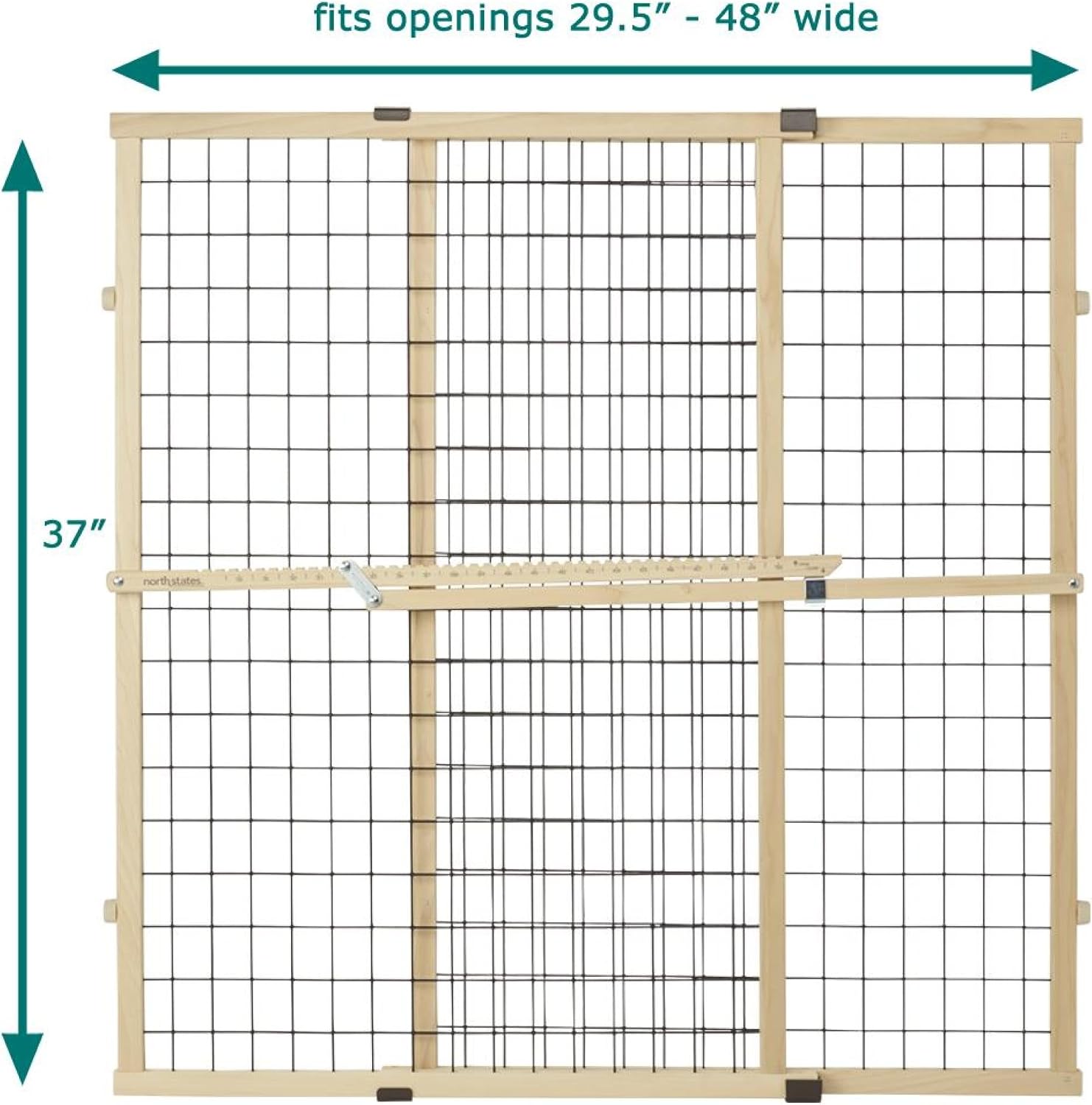 MYPET Wire Mesh Dog Gate: 29.5"-40" Wide, Pressure Mounted with No Tools; Expandable, Durable Pet Gates for Doors and Hallways, 37" Tall, Made with Sustainable Hardwood