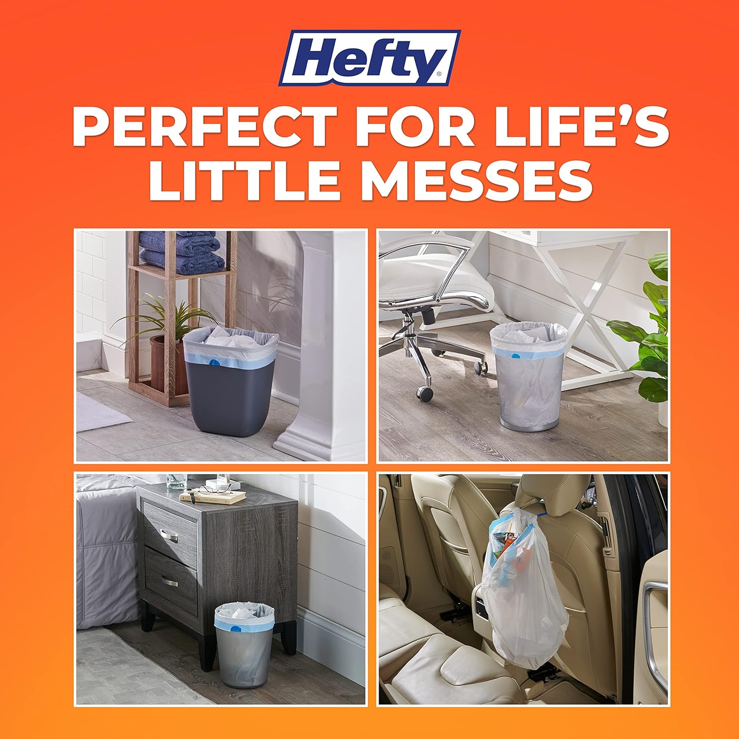 Hefty 4 Gallon Small Trash Bags, White, Fabuloso Lavender Scent, 52ct