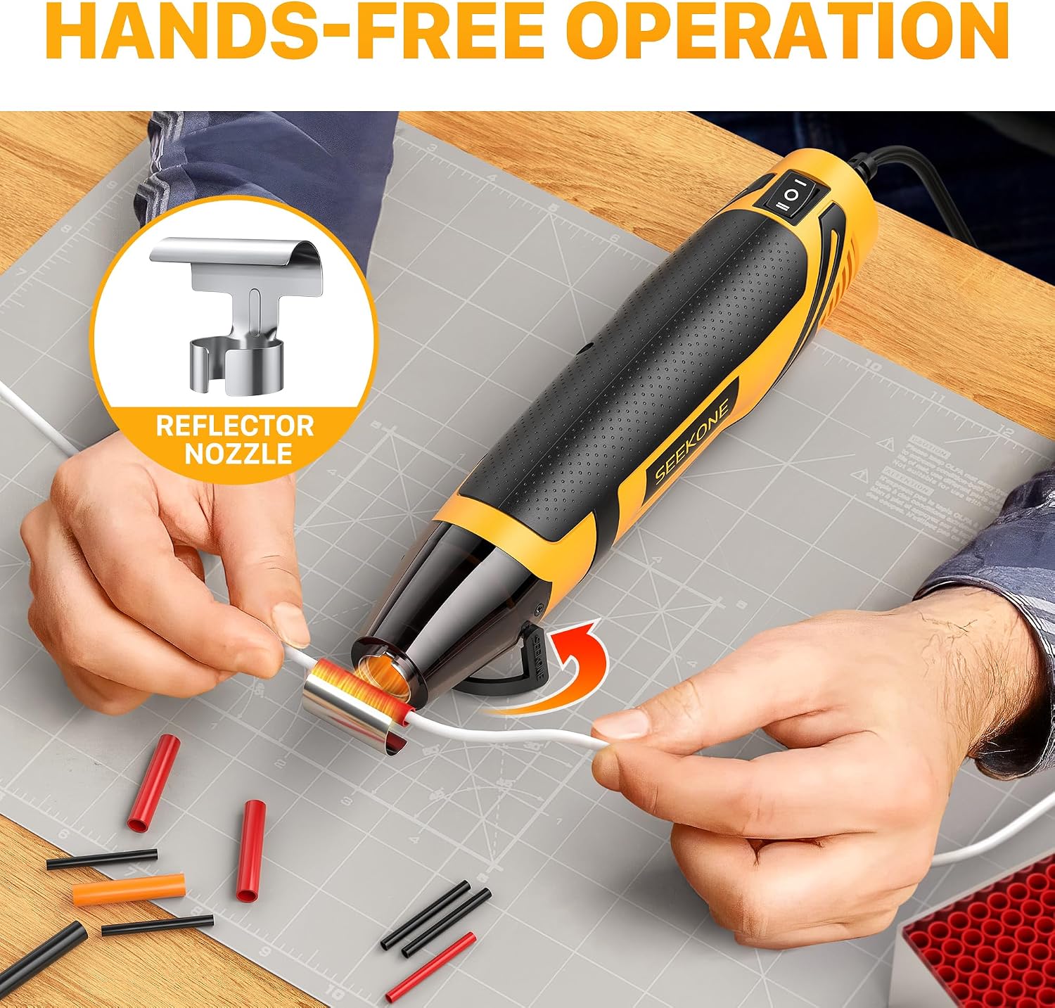 SEEKONE 350W Mini Heat Gun with 2-Temp Settings 842℉ & 500℉