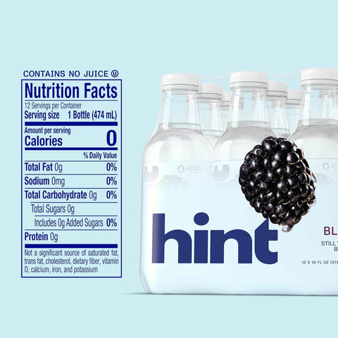 Hint Fruit-Infused Bottled Water, Blackberry - Sugar Free Flavored Water with Zero Calories, Natural Fruit Essences, and No Artificial Sweeteners - 16 Fl Oz (Pack of 12)