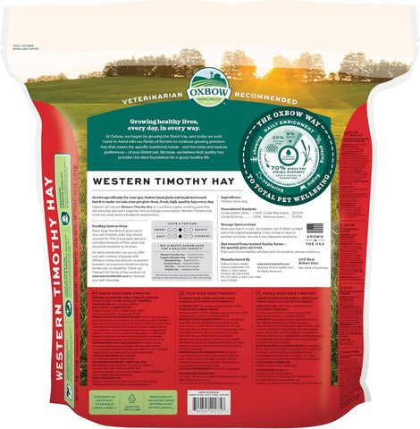 Oxbow Western Timothy Hay, Rabbit & Guinea Pig Hay, High Fiber, USA, 40 oz