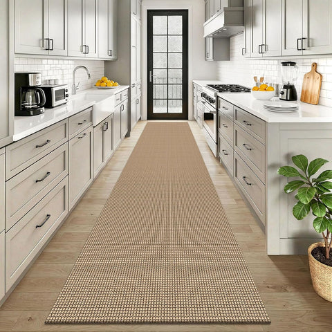KOZYFLY Boho 2.5'x12' Runners Rugs for Hallway, Long Washable Runner Rug, Woven Non Slip Kitchen Runner, Braided Entryway Rug, Floor Carpet for Entry, Aisle, Hall, Orange Beige/Tan/Brown