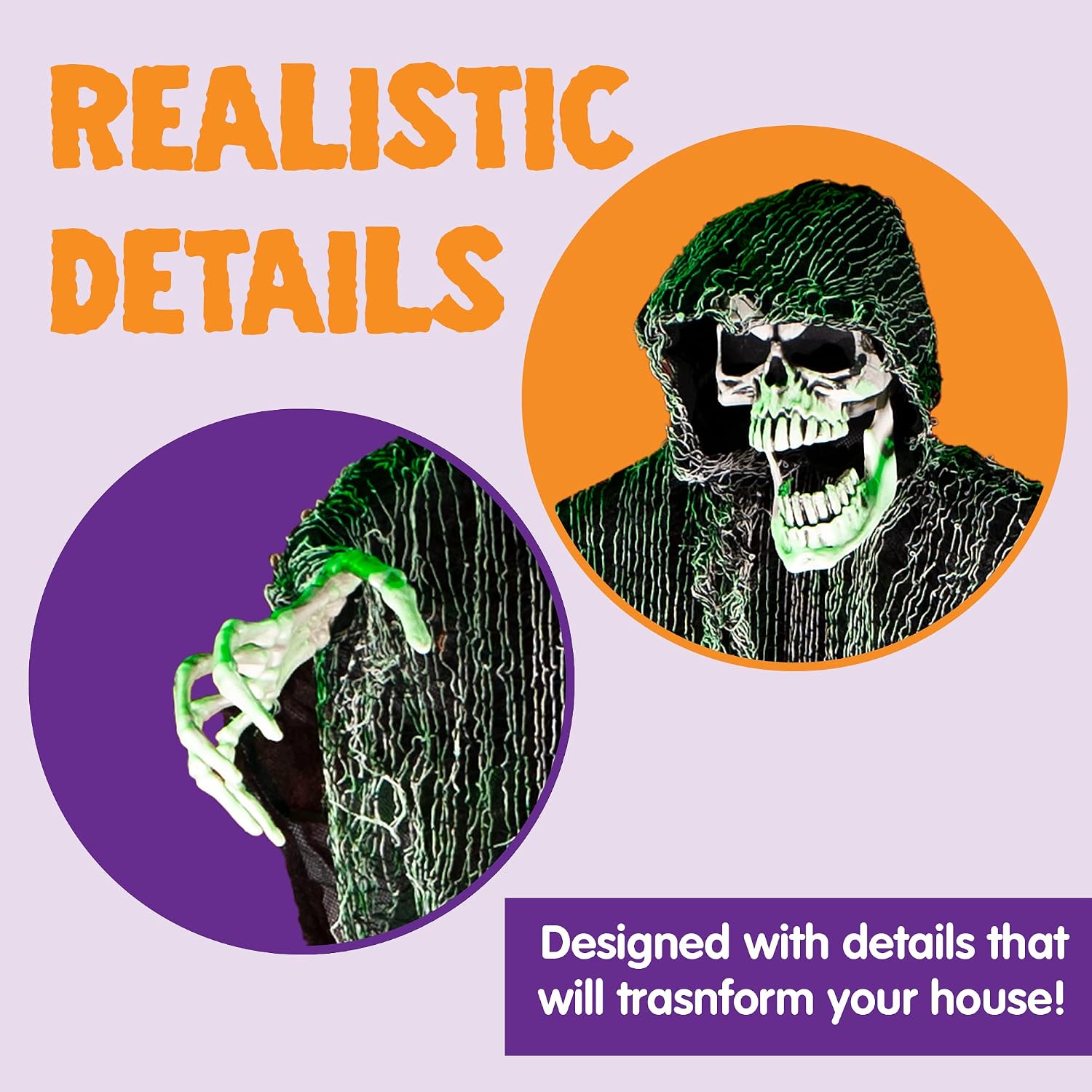JOYIN Halloween Hanging Grim Reapers (3 Pcs), One 47” and Two 35” Grim Reapers, Halloween Skeleton Flying Ghost for Haunted House Prop Décor, Outdoor Indoor Décor