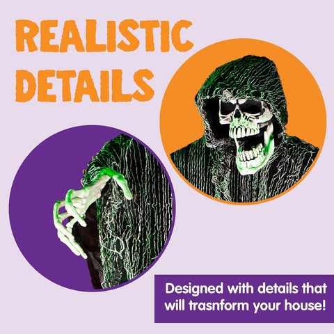 JOYIN Halloween Hanging Grim Reapers (3 Pcs), One 47” and Two 35” Grim Reapers, Halloween Skeleton Flying Ghost for Haunted House Prop Décor, Outdoor Indoor Décor