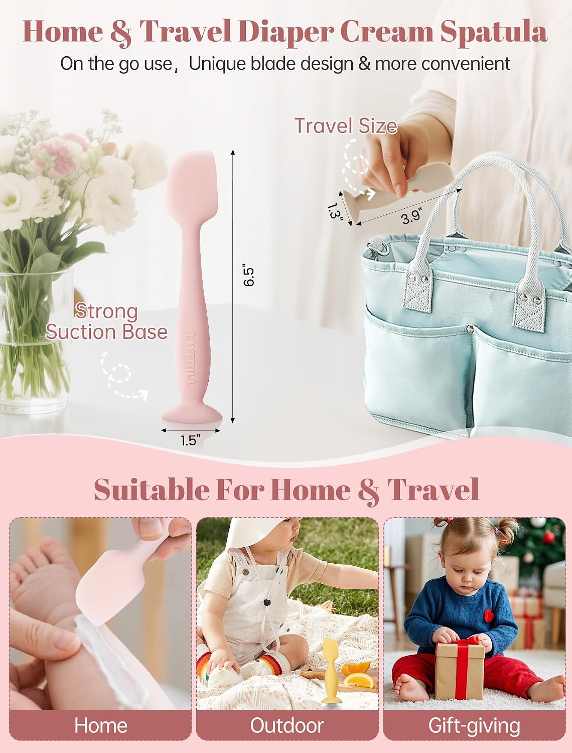 2-Pack Silicone Diaper Cream Spatula, Ergonomic Non-Slip Handle