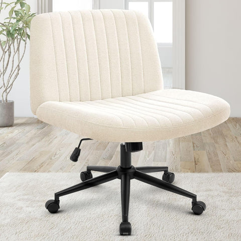 Orange Factory Criss Cross Chair, Wide Wheel Vanity Seat, Beige Dual Base