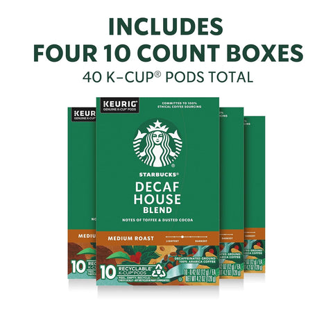 Starbucks K-Cup Coffee Pods, Decaf House Blend Medium Roast, 40 Count
