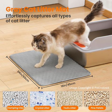 Cat Litter Mat, Double Layer Honeycomb Litter Box Mat