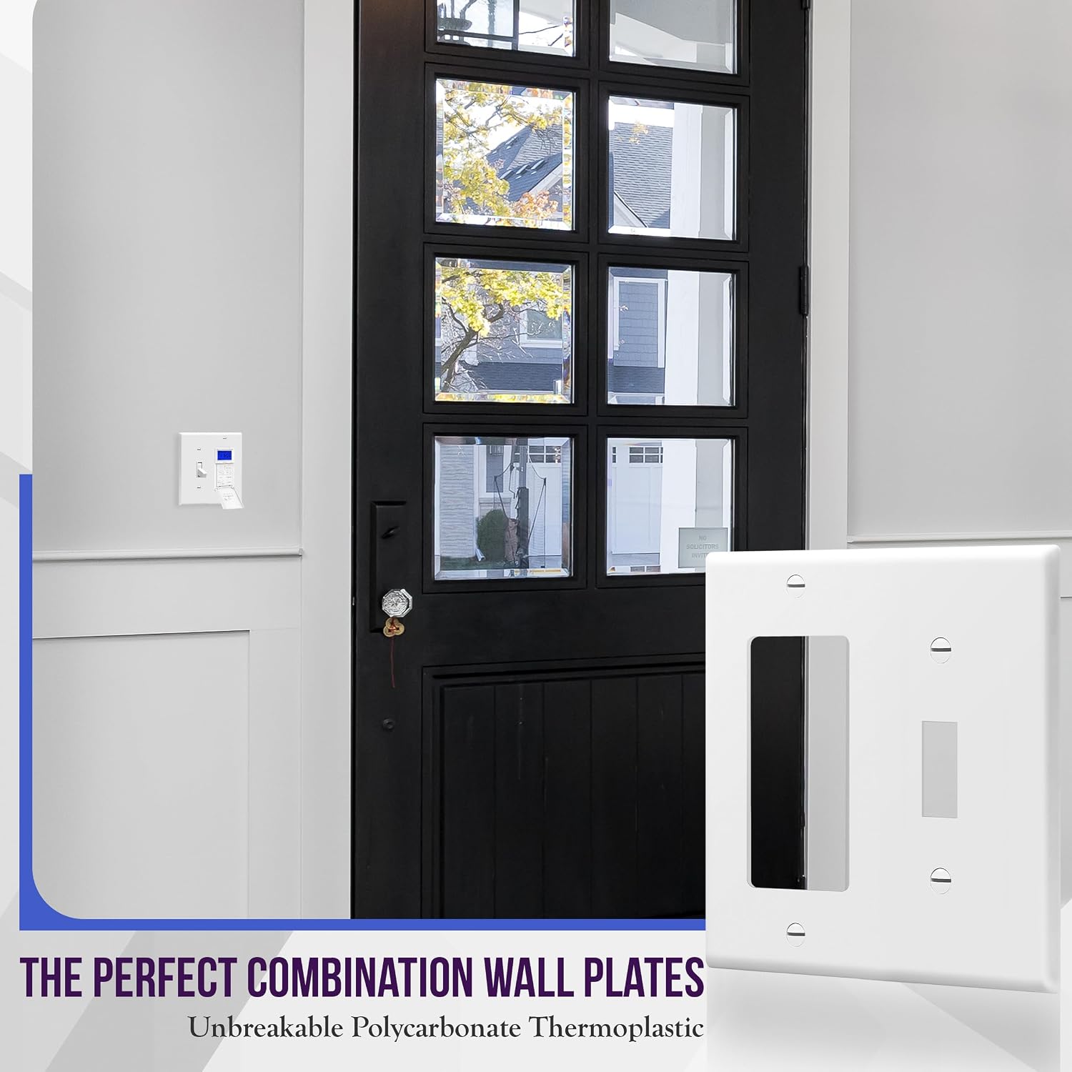 Enerlites 2-Gang Toggle and Decorator/GFCI Combination Wall Plate, White