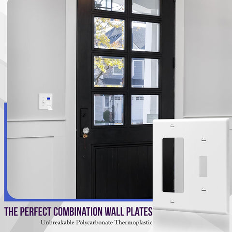 Enerlites 2-Gang Toggle and Decorator/GFCI Combination Wall Plate, White