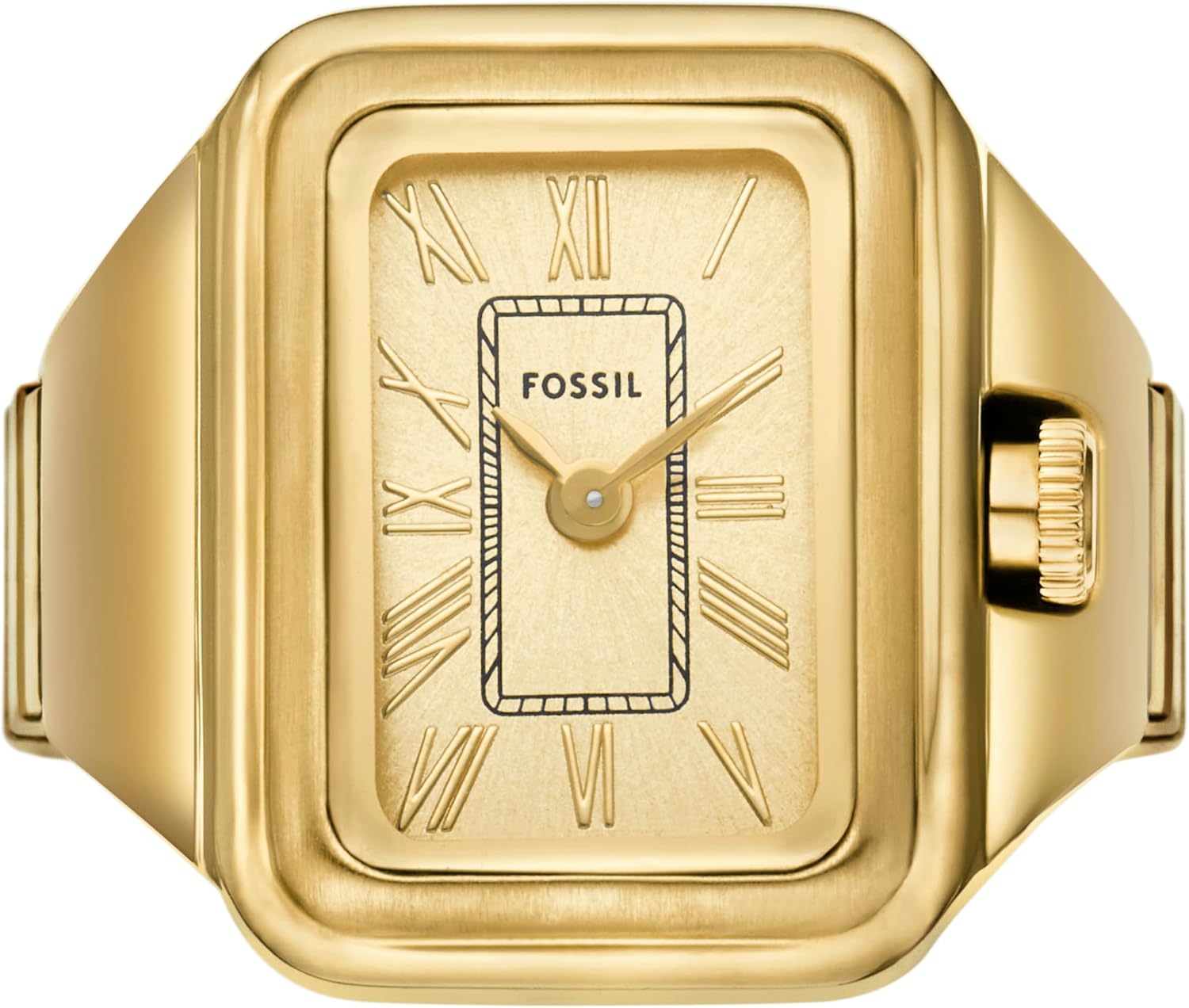 Fossil Women's Watch Ring, Quartz Stainless Steel Two-Hand Ring Watch for Women