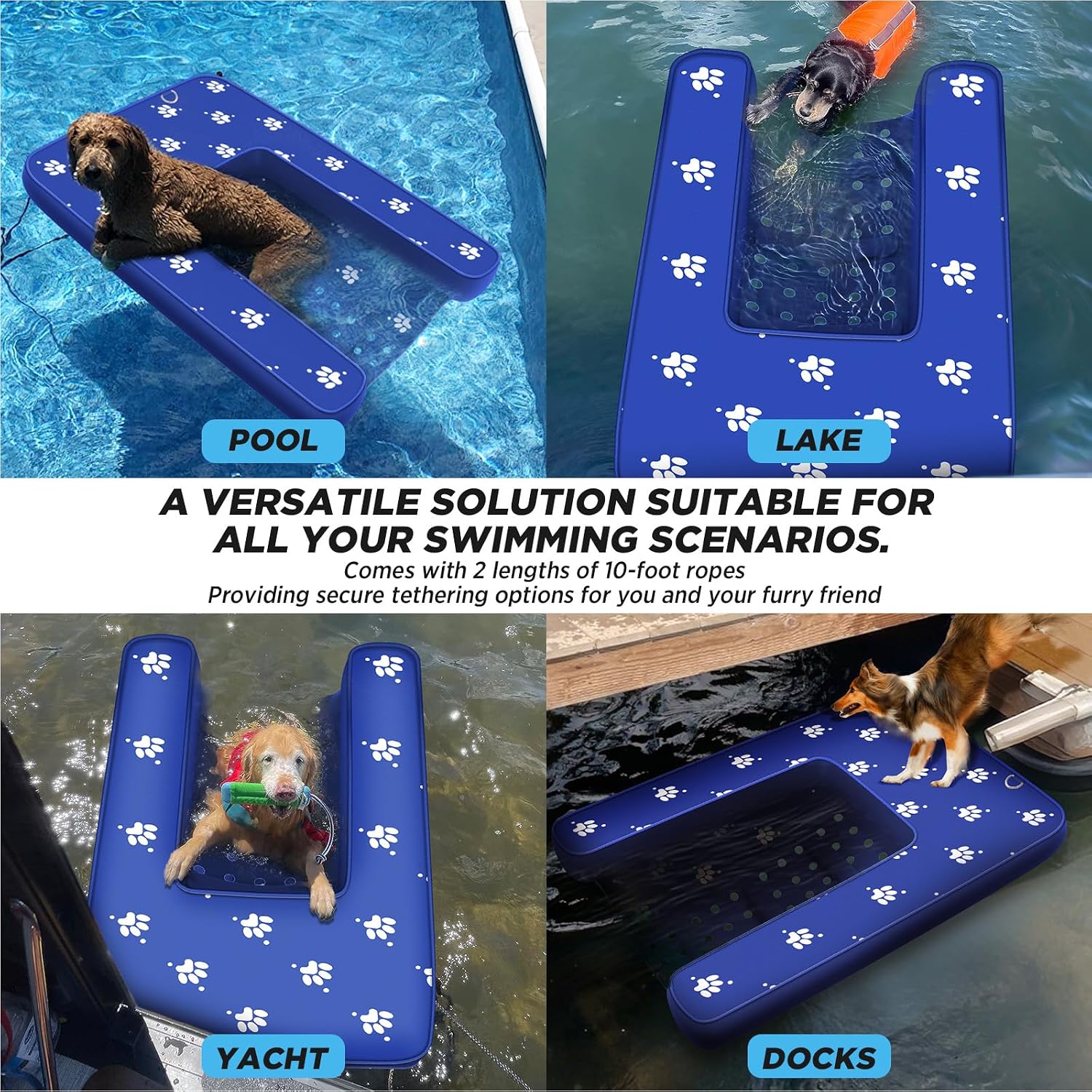Inflatable Dock Platform, Lagre Dog Boat Ramp for Pool Floating Non-Slip