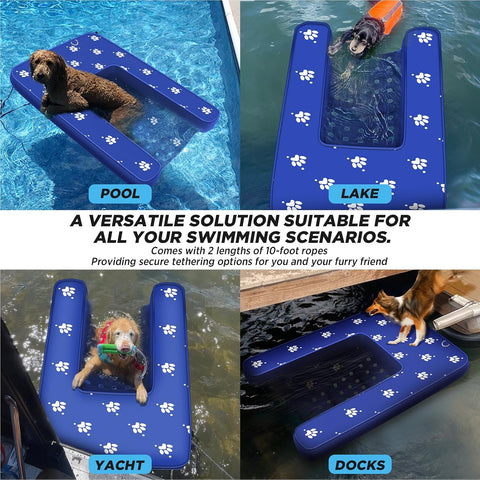 Inflatable Dock Platform, Lagre Dog Boat Ramp for Pool Floating Non-Slip