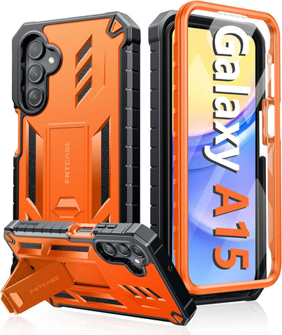 FNTCASE Phone Case for Samsung Galaxy A15 5G with Kickstand Orange
