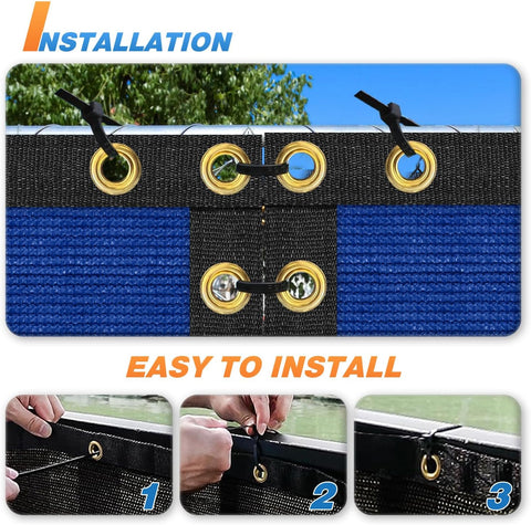 TANG 6' x 50' Privacy Fence Screen Blue Shade Cloth with Grommets, Chain Link Fence Panels Outdoor Mesh Fabric Fencing, Balcony Windscreen Cover,Temporary Garden Fencing for Yard Deck Pool