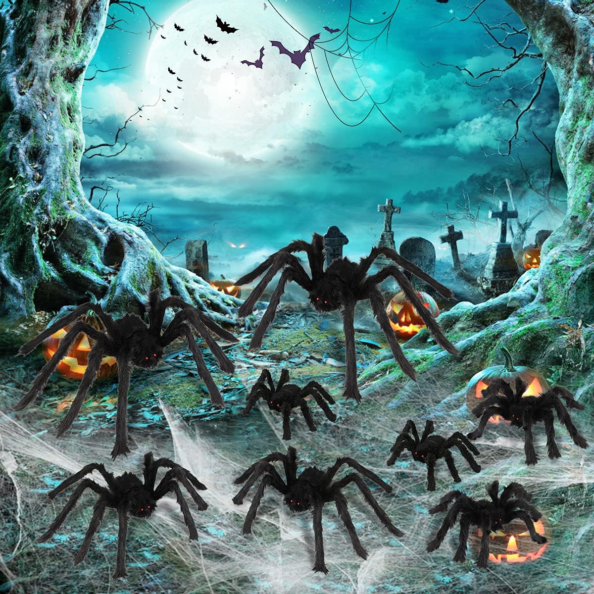 Halloween Decorations Outdoor Large Spiders: 8 Pack Halloween Spiders Decor