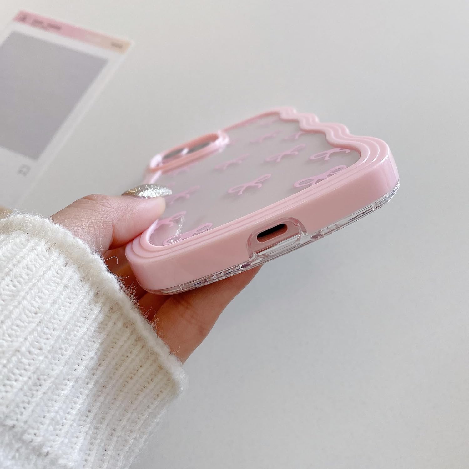 QLTYPRI Bow Case for iPhone 16 Plus Wavy Fame, Pink