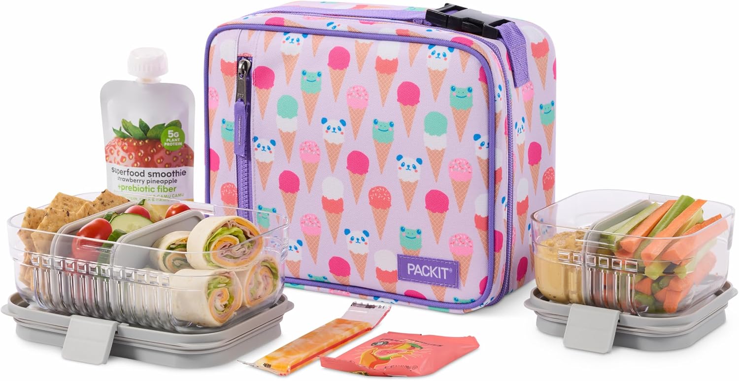 PackIt Freezable Classic Lunch Box, Ice Cream Critters