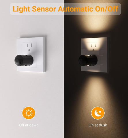 TSEXES Plug-in LED Night Lights with Dusk to Dawn Sensor,100LM,2700K,6 Pack