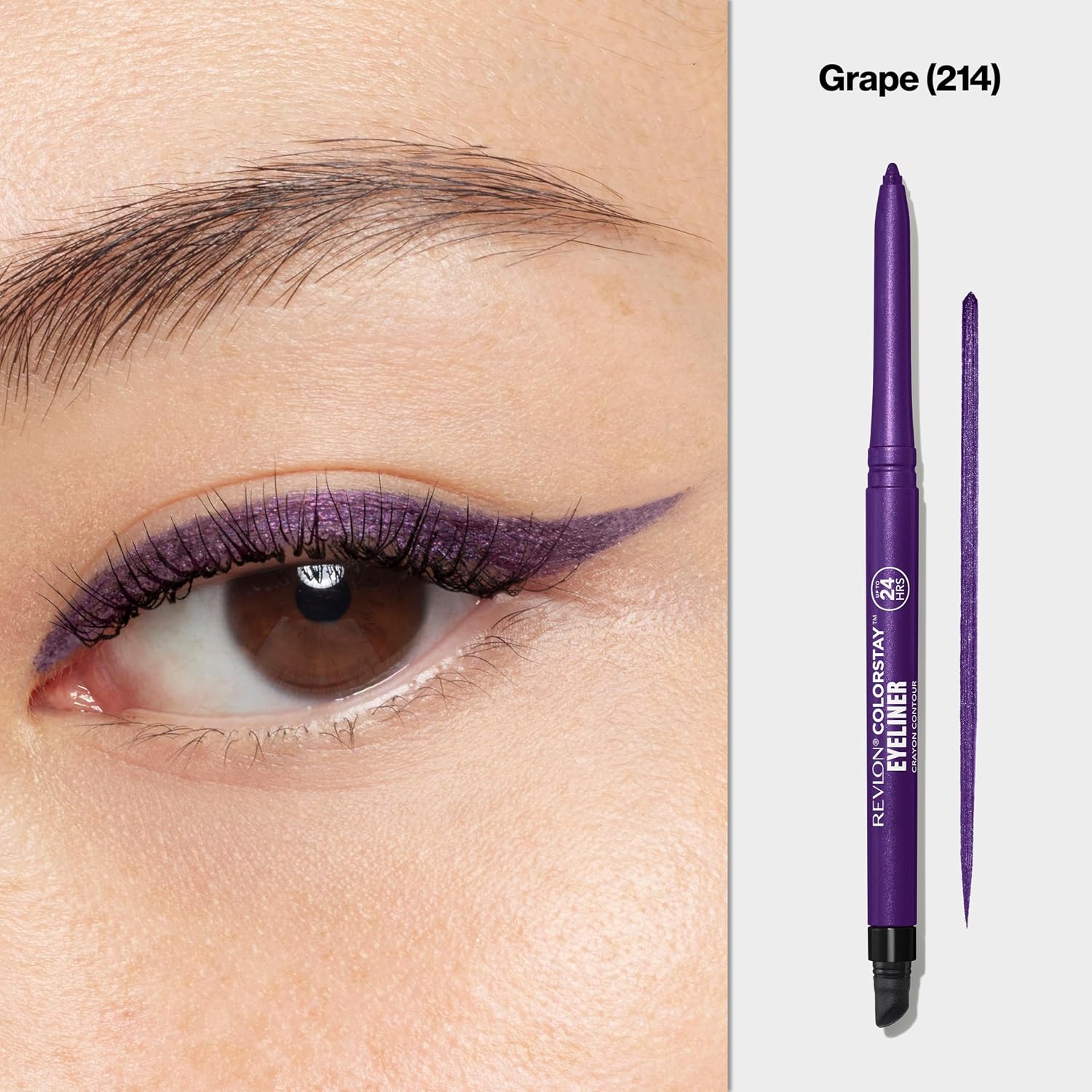 REVLON ColorStay Pencil Waterproof Eyeliner, 214 Grape, 0.01 oz