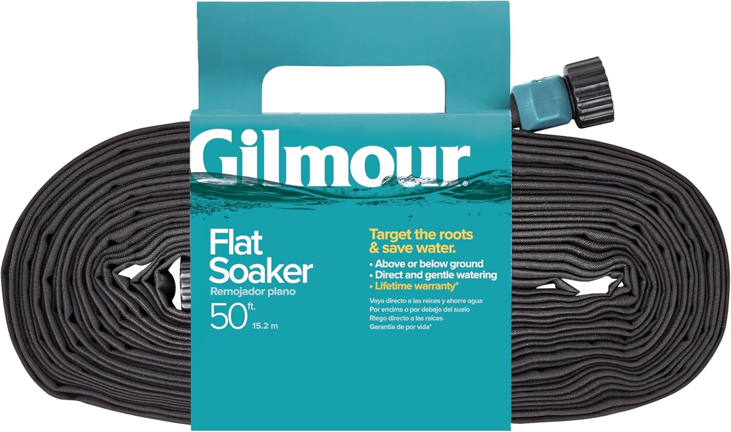 Gilmour 50' Black Flat Weeper Soaker Hose for Garden Beds, Drip Irrigation Outdoor Hose, Flexible Garden Hose for Vegetable Gardens, Flower Beds, Lawns, and Orchards