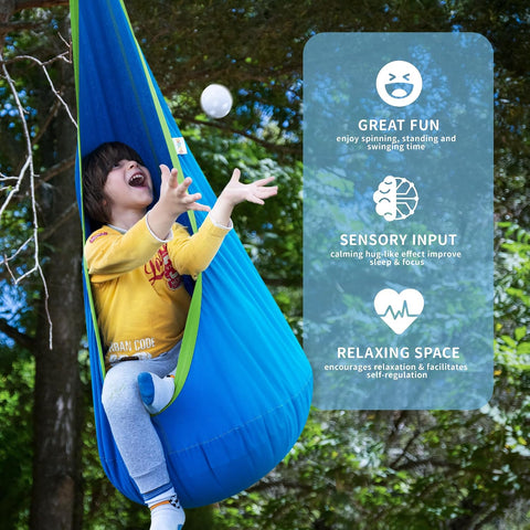 OUTREE Kids Pod Swing Seat, Cotton Sensory Swing for Indoor and Outdoor
