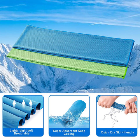 4 Pack Cooling Towel (40"x12"), Soft Breathable Chilly Towel, Ice Towel