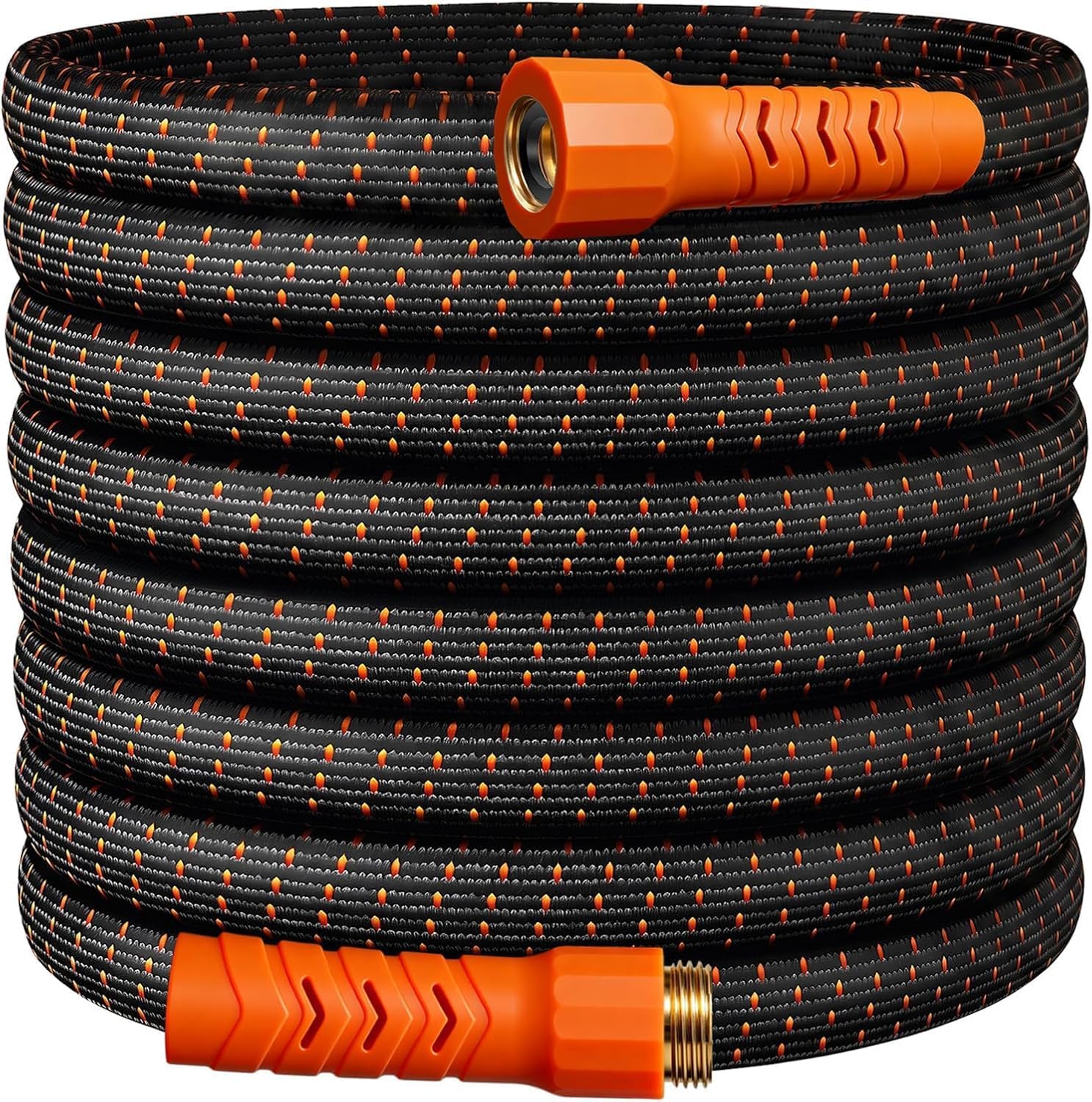 10FT Lightweight Garden Hose,Durable and Flexible Water Hose Non-Kink,Non-Slip Swivel Handles,All-Weather Leader Hose for Boats,RV,Marine Washdown,Lawn,Garden,Leakproof (OrangeBlack, 10 Ft)