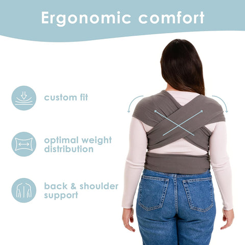 Sleepy Wrap Baby Carrier Wrap for Infants 7-35lbs, Lightweight, Dark Gray