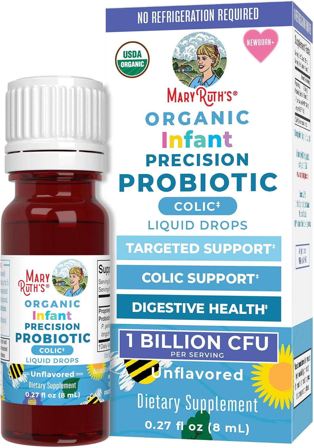 MARYRUTH'S Organic Infant Precision Probiotic Colic Liquid Drops, 0.27 oz