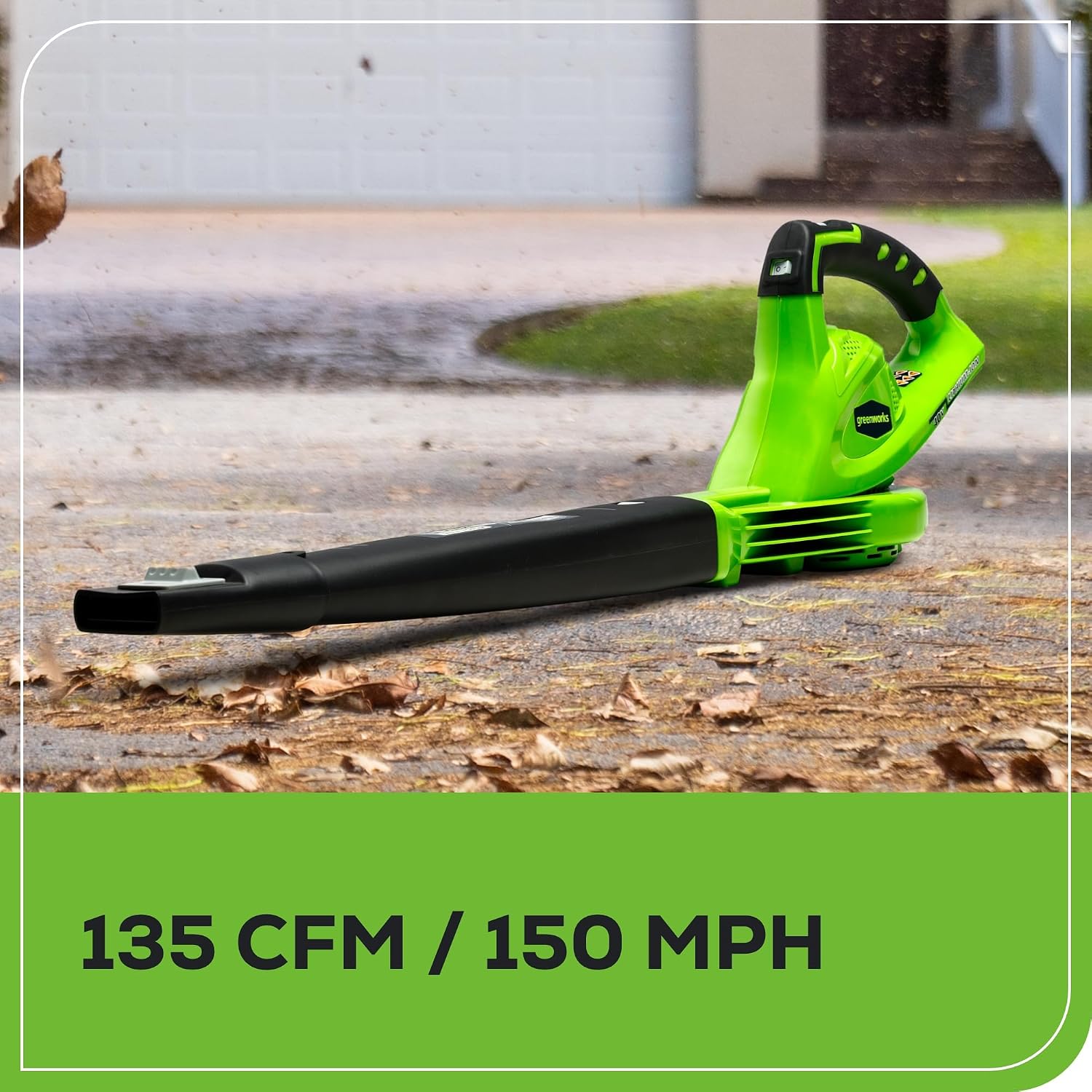 Greenworks 40V Cordless Leaf Blower, 135 CFM, 2.0 Ah Battery and Charger