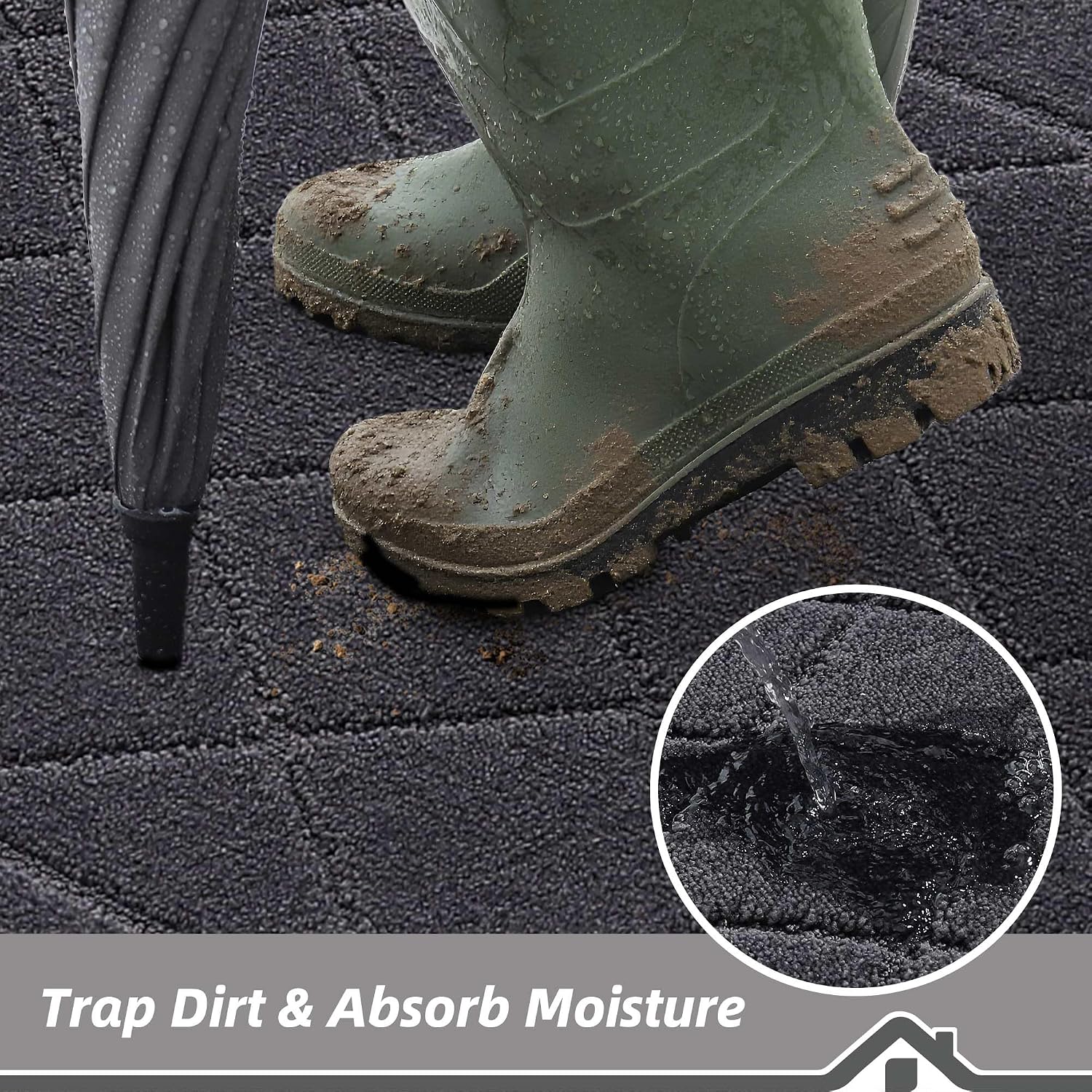 BEQHAUSE Dirt Trapper Door Mat 24" x 60", Doormat Non-Slip, Dark Grey